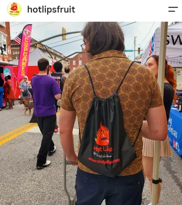 Custom Polyester Drawstring Bag - Hot Lips as a vendor at the annual Westminster Oyster Kroll Every year is better than the last