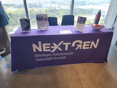 Custom Rectangle Table Covers - Sponsored a nonprofit software tech company companys user conference