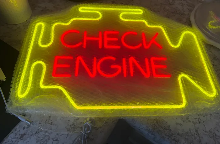 CustomCoastersNow.Com - Check Engine Neon Sign