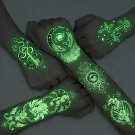 Glow Tattoos with Colorful Imprint - Custom Coasters Now
