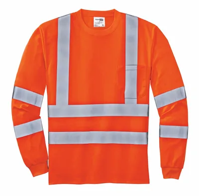 CornerStone - ANSI 107 Class 3 Long Sleeve Snag-Resistant Reflective T-Shirt. CS409