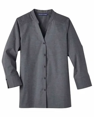 Devon & Jones Ladies' Crown Collection Stretch Pinpoint Chambray 3/4 Sleeve Blouse