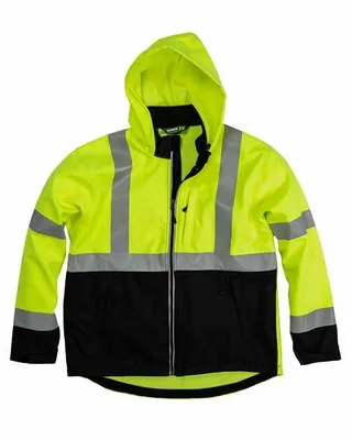 Men's Hi-Vis Class 3 Hooded Softshell Jacket