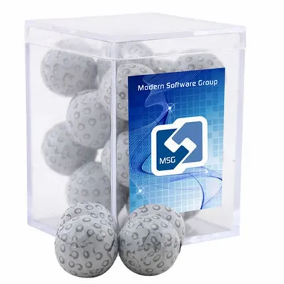 Acrylic Box with Chocolate Golf Balls - Small - Custom Coasters Now