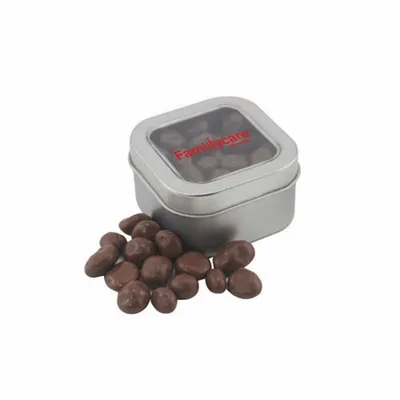 Window Tin with Choc Raisins - Custom Coasters Now