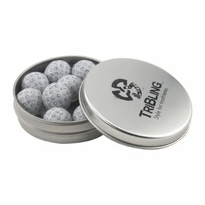 Round Tin with Chocolate Golf Balls - SBF2900 - Custom Coasters Now