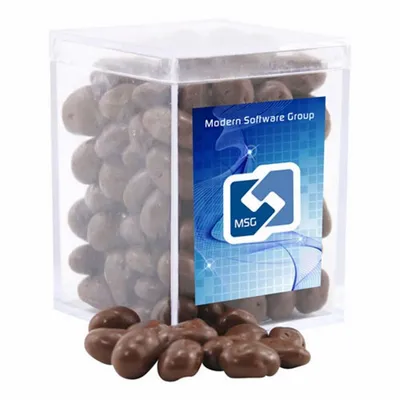 Acrylic Box with Choc Covered Raisins - Small - Custom Coasters Now
