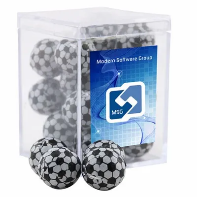 Acrylic Box with Chocolate Soccer Balls - Small - Custom Coasters Now
