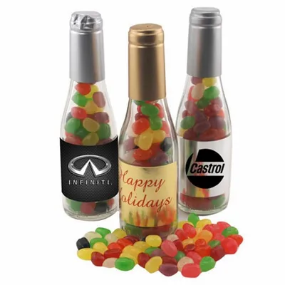 Champagne Bottle w/ Teenee Beanee Jelly Beans 8" - Custom Coasters Now