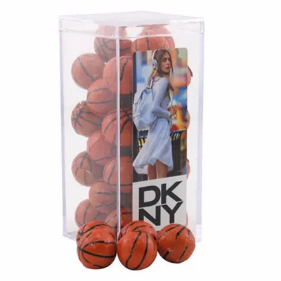 Acrylic Box with Chocolate Basketballs - Medium - Custom Coasters Now