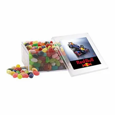Large Square Acrylic Candy Box with Jelly Belly - Custom Coasters Now