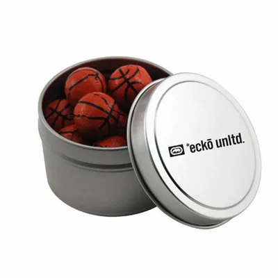 Round Tin with Chocolate Basketballs - SBF3100 - Custom Coasters Now