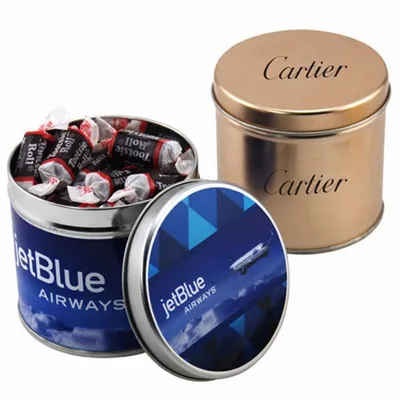 Round Tin with Tootsie Rolls - Custom Coasters Now