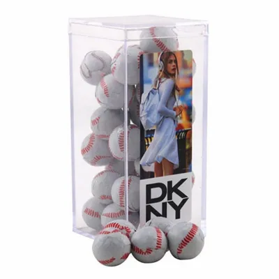 Acrylic Box with Chocolate Baseballs - Medium - Custom Coasters Now
