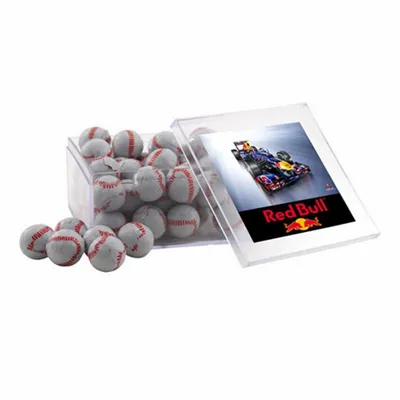 Acrylic Box with Chocolate Baseballs - Large - Custom Coasters Now