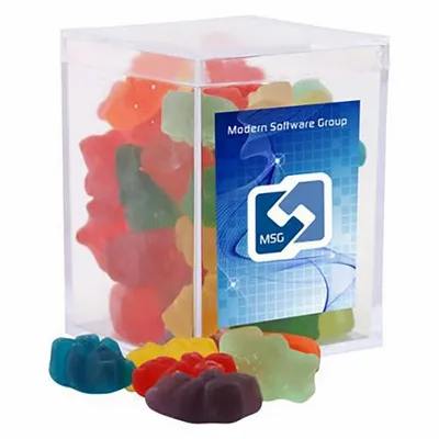 Clever Candy Small Acrylic Candy Box with Gummy Bears - Custom Coasters Now