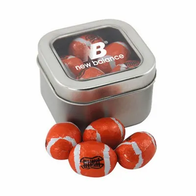 Window Tin with Chocolate Footballs - SBF2500 - Custom Coasters Now