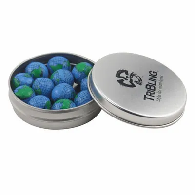 Round Tin with Chocolate Globes - SBF2900 - Custom Coasters Now