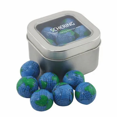 Window Tin with Chocolate Globes - SBF2500 - Custom Coasters Now