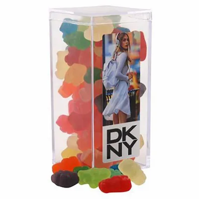 Clever Candy Large Rectangle Acrylic Candy Box with Gummy Bears - Custom Coasters Now