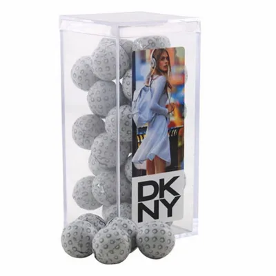 Acrylic Box with Chocolate Golf Balls - Medium - Custom Coasters Now