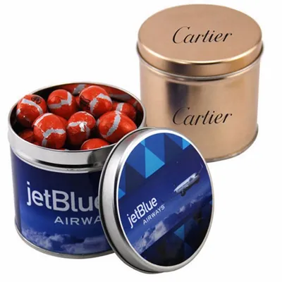 Round Tin with Chocolate Footballs - SBF4100 - Custom Coasters Now