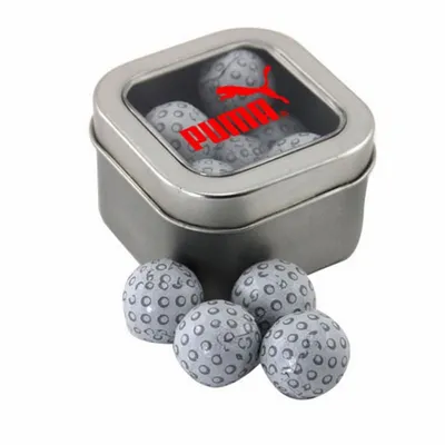 Window Tin with Chocolate Golf Balls - SBF2500 - Custom Coasters Now