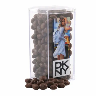 Acrylic Box with Chocolate Covered Raisins - Custom Coasters Now