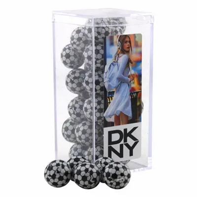 Acrylic Box with Chocolate Soccer Balls - Medium - Custom Coasters Now