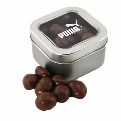 Window Tin with Choc Peanuts - Custom Coasters Now