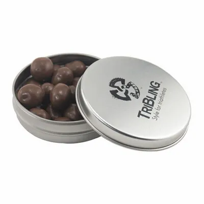 Round Tin with Chocolate Peanuts - SBF2900 - Custom Coasters Now