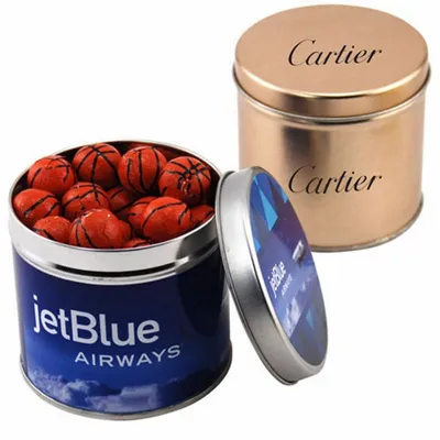 Round Tin with Chocolate Basketballs - SBF4100 - Custom Coasters Now