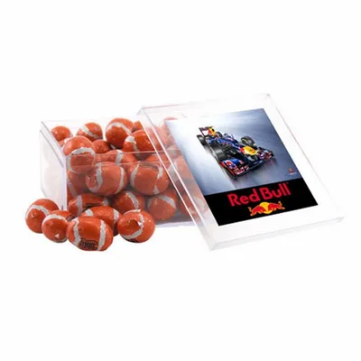 Acrylic Box with Chocolate Footballs - Large - Custom Coasters Now