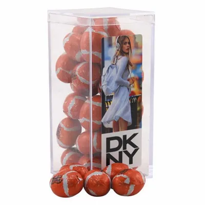 Acrylic Box with Chocolate Footballs - Medium - Custom Coasters Now