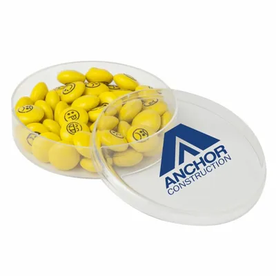 Small Round Acrylic with Chocolate Button Emojis - Custom Coasters Now