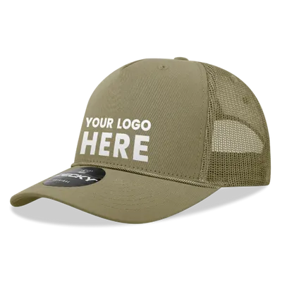 Decky 6040 - 5 Panel Mid Profile Structured Cotton/Poly Blend Trucker w/Rope Cap
