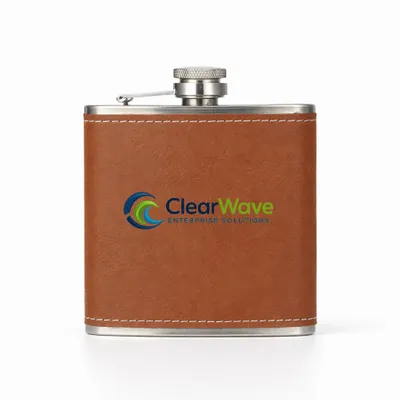 Leather Wrapped Hip Flasks - Custom Coasters Now