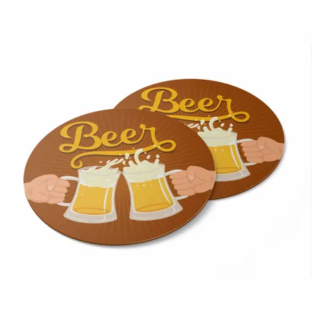 Brown Beer Cheers Coaster - Custom Coasters Now