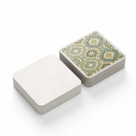 Chic Square Ceramic Coasters with Tile-Inspired Patterns - Custom Coasters Now