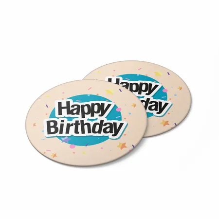Cream Happy Birthday Confetti Coaster - Custom Coasters Now