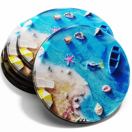 Custom Beach Resin Coasters - Custom Coasters Now