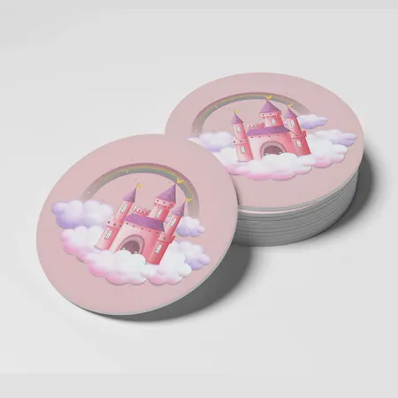 Light Pink Castle in The Clouds Coaster - Custom Coasters Now