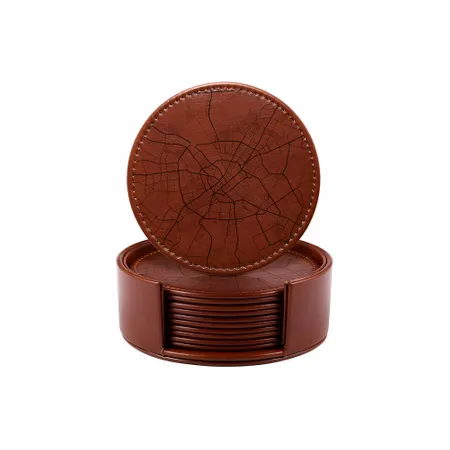 Premium Leather Map Coasters - Custom Coasters Now