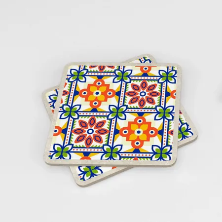 Premium Square Ceramic Coasters with Tile Art - Custom Coasters Now