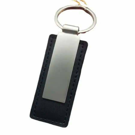 Rectangle Leather & Metal Keychain Rectangle Leather & Metal Keychain - Custom Coasters Now