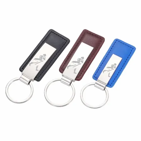Classic Metal & Leather Keychain Classic Metal & Leather Keychain - Custom Coasters Now