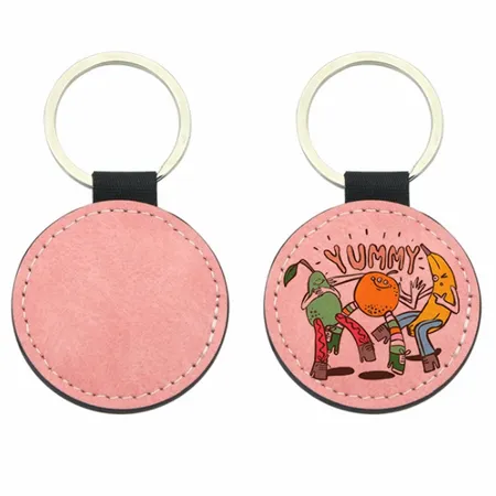 Full-Color Circle Leather Keychain Full-Color Circle Leather Keychain - Custom Coasters Now