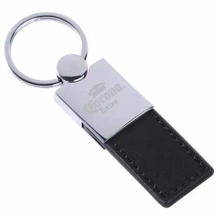 Polished Metal & Leather Keychain Polished Metal & Leather Keychain - Custom Coasters Now