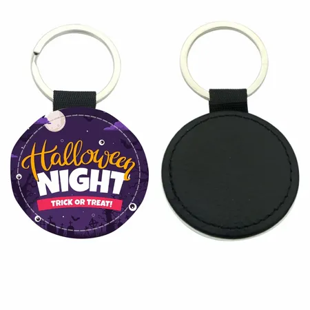 Circle Leather Keychain Circle Leather Keychain - Custom Coasters Now