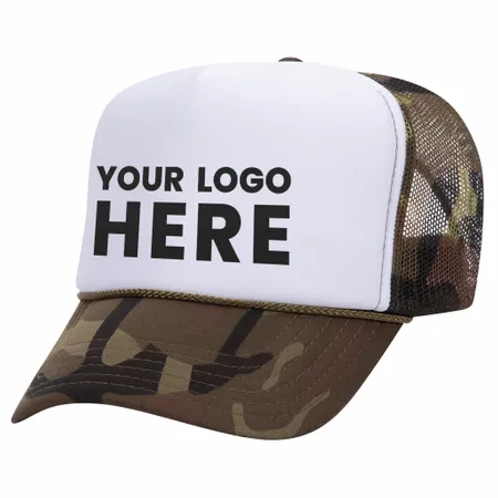 Otto 49-158 5-Panel High Crown Foam Trucker Hat - Camo - Custom Coasters Now